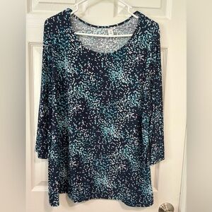 Croft & Barrow Black and Blue Relaxed Blouse